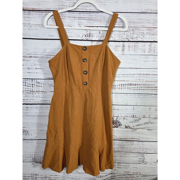 Altar'd State Mustard Button Front Sleeveless Sundress Women's size Large - Picture 1 of 5